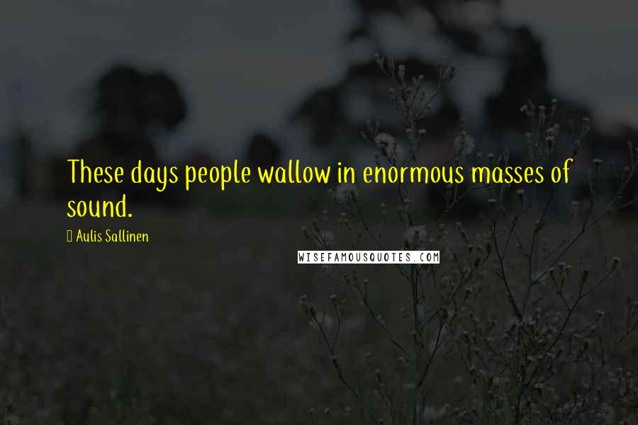 Aulis Sallinen Quotes: These days people wallow in enormous masses of sound.