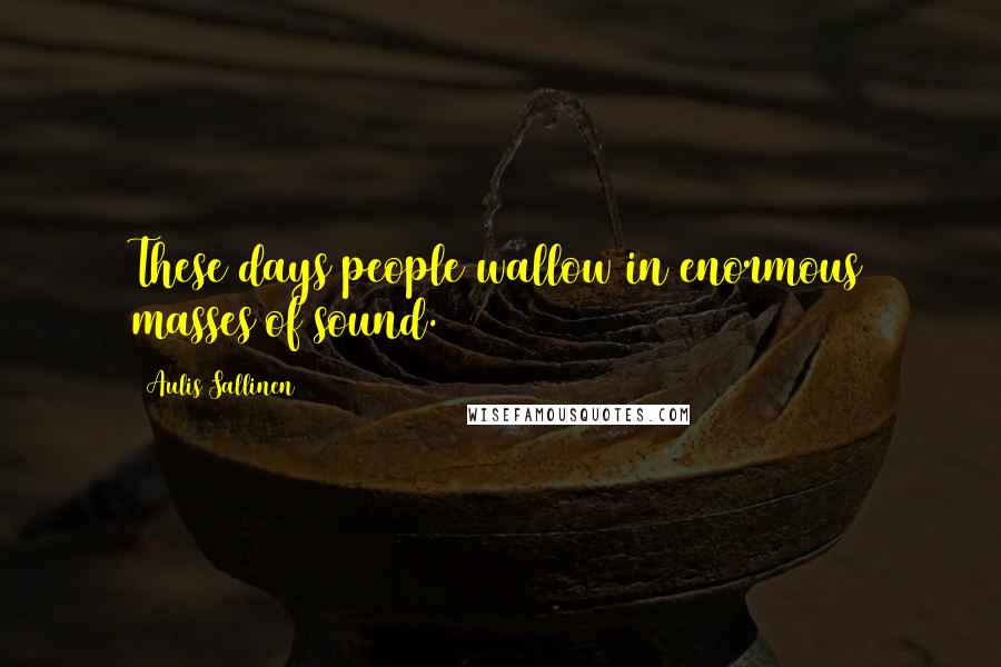 Aulis Sallinen Quotes: These days people wallow in enormous masses of sound.