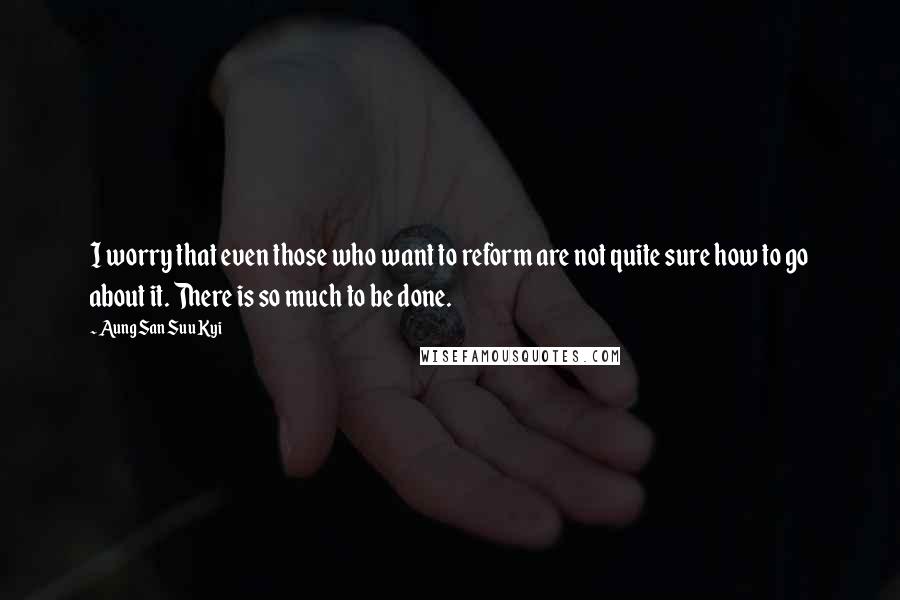 Aung San Suu Kyi Quotes: I worry that even those who want to reform are not quite sure how to go about it. There is so much to be done.