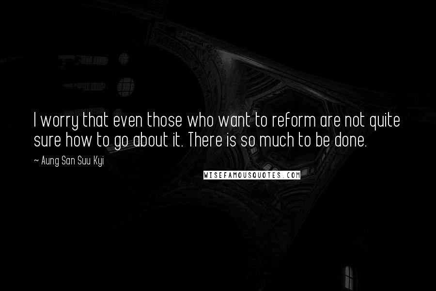 Aung San Suu Kyi Quotes: I worry that even those who want to reform are not quite sure how to go about it. There is so much to be done.