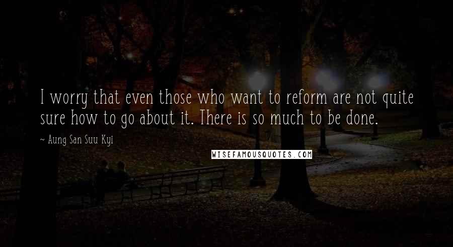 Aung San Suu Kyi Quotes: I worry that even those who want to reform are not quite sure how to go about it. There is so much to be done.