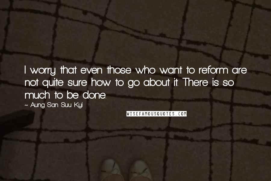 Aung San Suu Kyi Quotes: I worry that even those who want to reform are not quite sure how to go about it. There is so much to be done.
