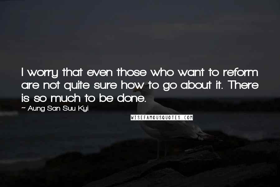 Aung San Suu Kyi Quotes: I worry that even those who want to reform are not quite sure how to go about it. There is so much to be done.