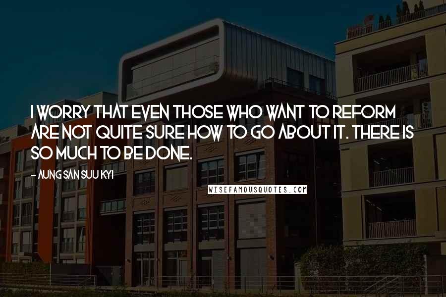 Aung San Suu Kyi Quotes: I worry that even those who want to reform are not quite sure how to go about it. There is so much to be done.