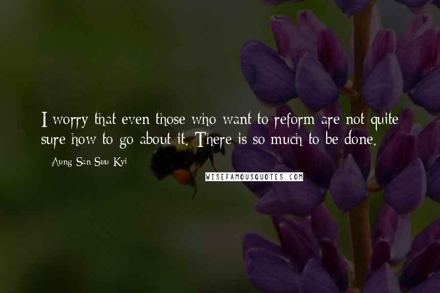 Aung San Suu Kyi Quotes: I worry that even those who want to reform are not quite sure how to go about it. There is so much to be done.