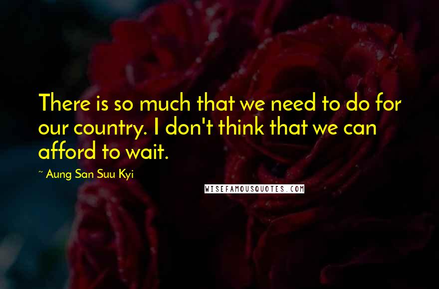 Aung San Suu Kyi Quotes: There is so much that we need to do for our country. I don't think that we can afford to wait.