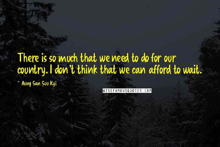 Aung San Suu Kyi Quotes: There is so much that we need to do for our country. I don't think that we can afford to wait.