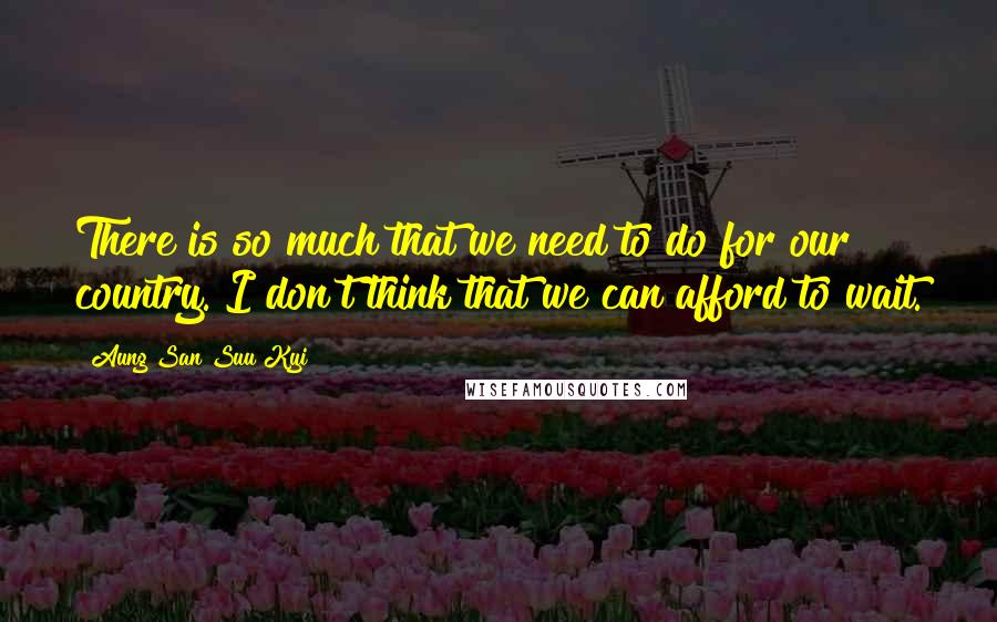 Aung San Suu Kyi Quotes: There is so much that we need to do for our country. I don't think that we can afford to wait.