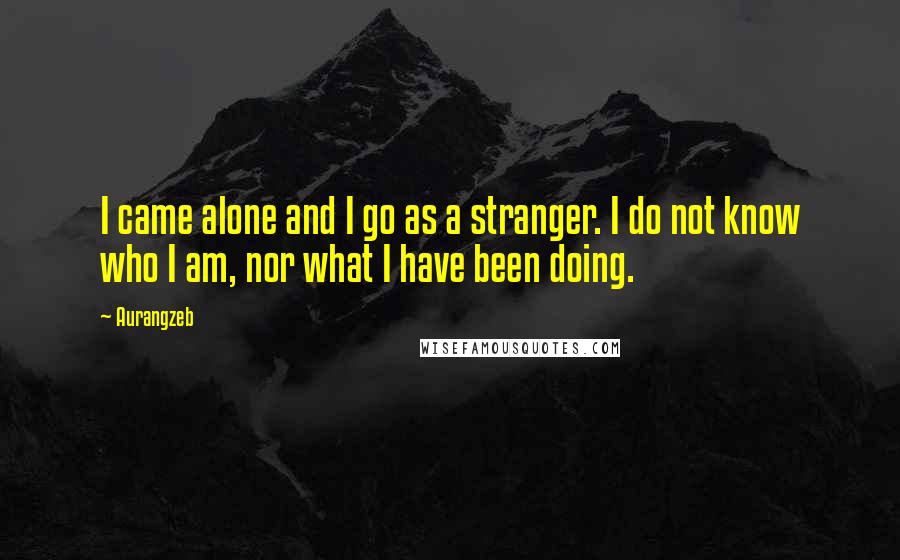 Aurangzeb Quotes: I came alone and I go as a stranger. I do not know who I am, nor what I have been doing.