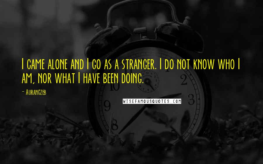Aurangzeb Quotes: I came alone and I go as a stranger. I do not know who I am, nor what I have been doing.