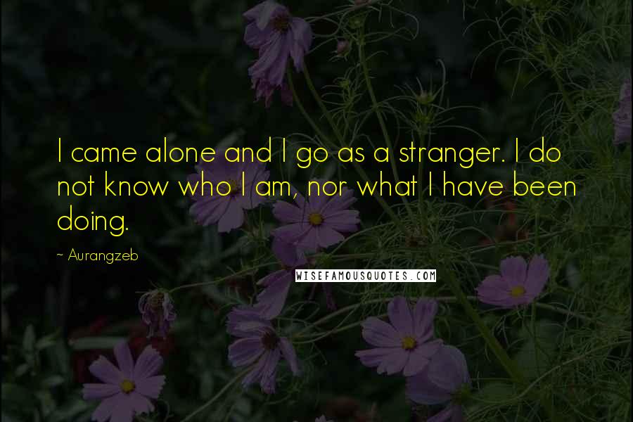 Aurangzeb Quotes: I came alone and I go as a stranger. I do not know who I am, nor what I have been doing.