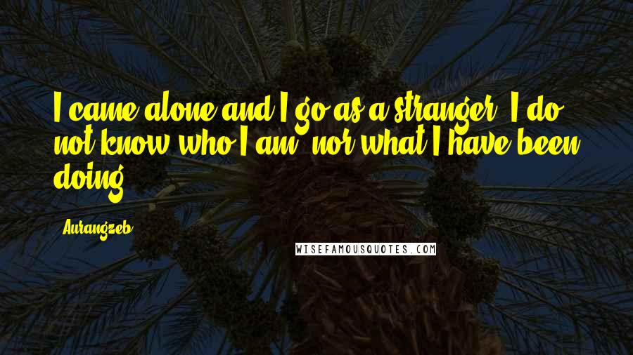 Aurangzeb Quotes: I came alone and I go as a stranger. I do not know who I am, nor what I have been doing.