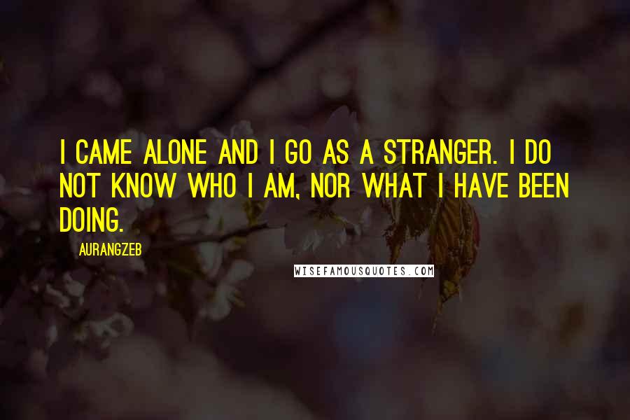 Aurangzeb Quotes: I came alone and I go as a stranger. I do not know who I am, nor what I have been doing.