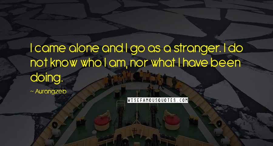 Aurangzeb Quotes: I came alone and I go as a stranger. I do not know who I am, nor what I have been doing.