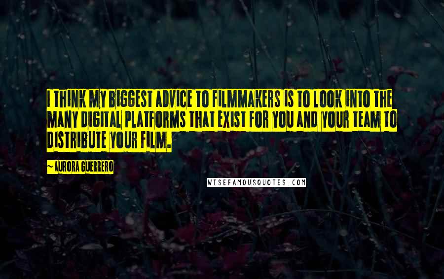 Aurora Guerrero Quotes: I think my biggest advice to filmmakers is to look into the many digital platforms that exist for you and your team to distribute your film.