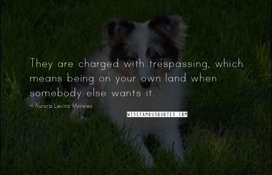 Aurora Levins Morales Quotes: They are charged with trespassing, which means being on your own land when somebody else wants it.