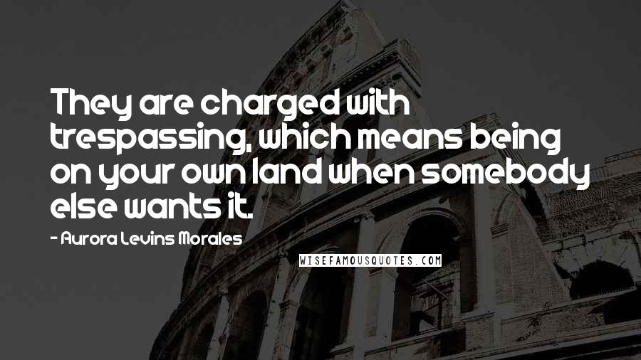 Aurora Levins Morales Quotes: They are charged with trespassing, which means being on your own land when somebody else wants it.