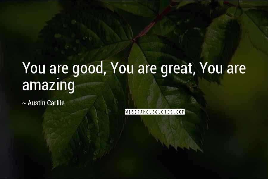 Austin Carlile Quotes: You are good, You are great, You are amazing