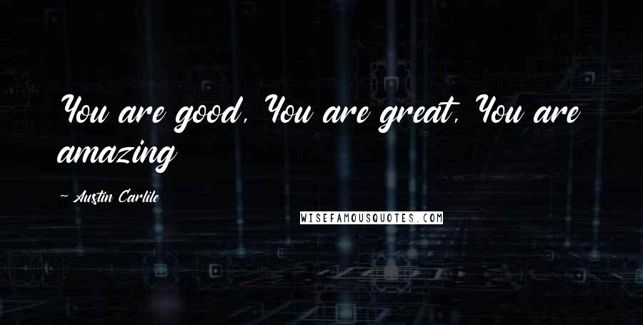 Austin Carlile Quotes: You are good, You are great, You are amazing