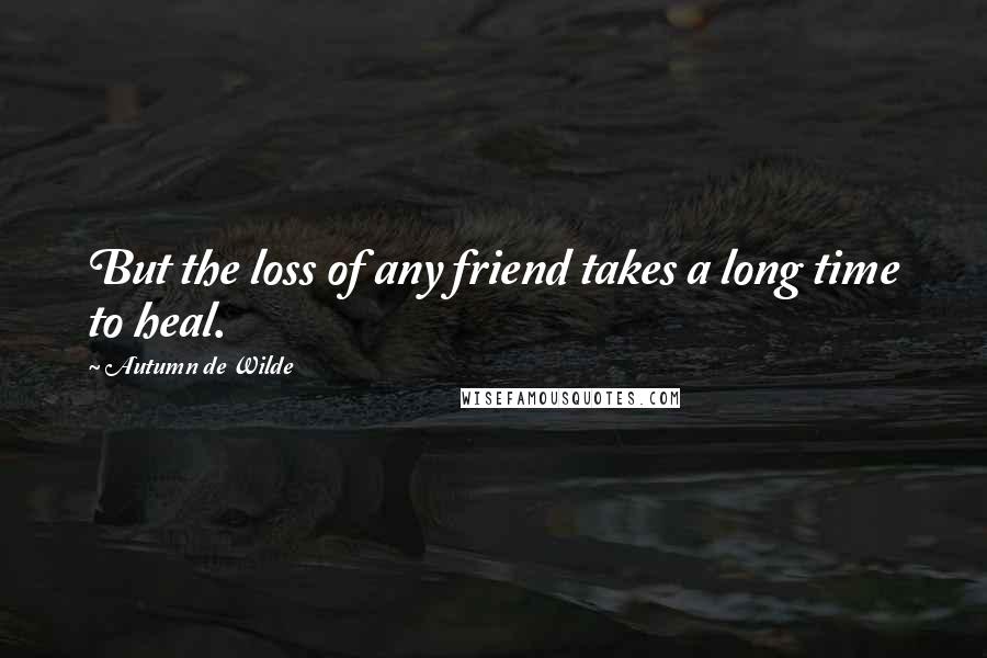 Autumn De Wilde Quotes: But the loss of any friend takes a long time to heal.