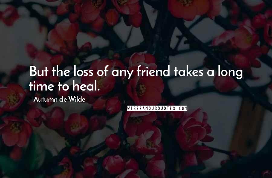 Autumn De Wilde Quotes: But the loss of any friend takes a long time to heal.