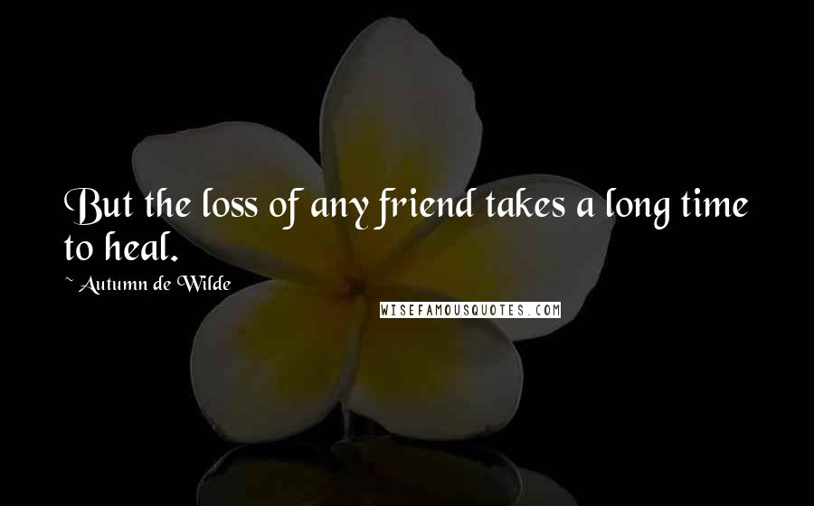 Autumn De Wilde Quotes: But the loss of any friend takes a long time to heal.