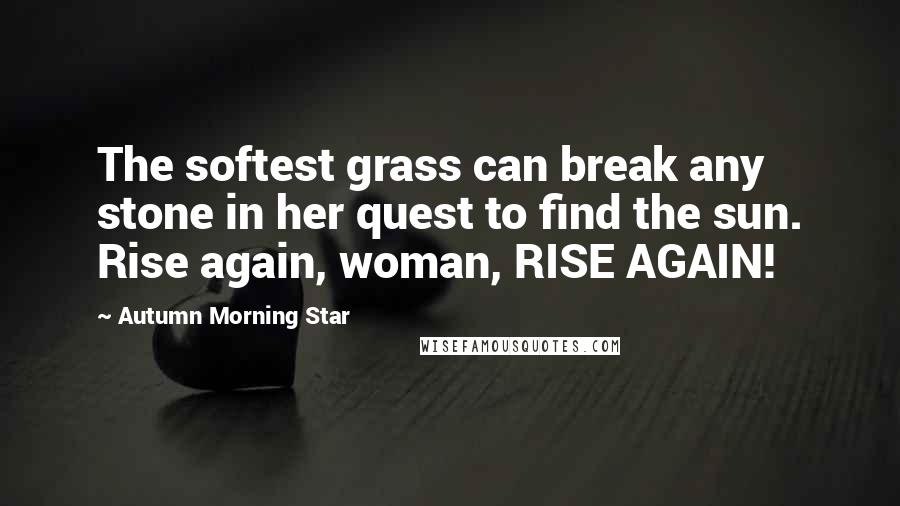 Autumn Morning Star Quotes: The softest grass can break any stone in her quest to find the sun. Rise again, woman, RISE AGAIN!