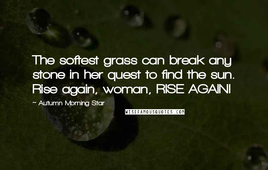 Autumn Morning Star Quotes: The softest grass can break any stone in her quest to find the sun. Rise again, woman, RISE AGAIN!