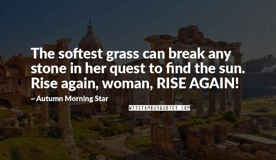 Autumn Morning Star Quotes: The softest grass can break any stone in her quest to find the sun. Rise again, woman, RISE AGAIN!