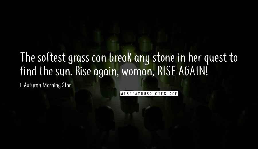 Autumn Morning Star Quotes: The softest grass can break any stone in her quest to find the sun. Rise again, woman, RISE AGAIN!