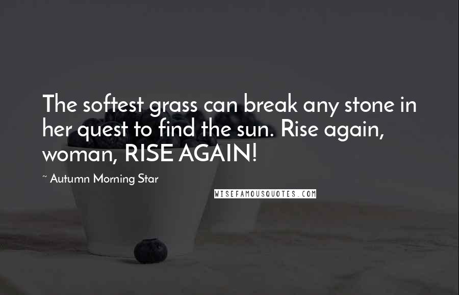 Autumn Morning Star Quotes: The softest grass can break any stone in her quest to find the sun. Rise again, woman, RISE AGAIN!