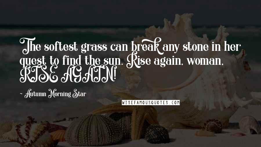 Autumn Morning Star Quotes: The softest grass can break any stone in her quest to find the sun. Rise again, woman, RISE AGAIN!