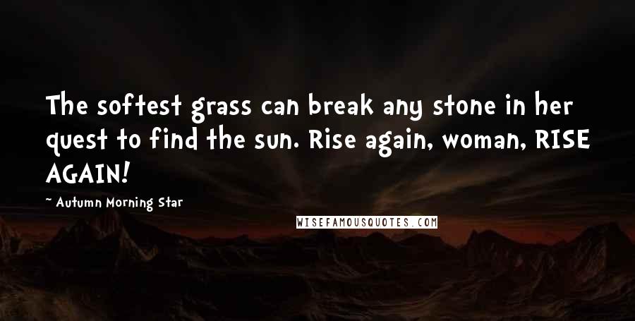 Autumn Morning Star Quotes: The softest grass can break any stone in her quest to find the sun. Rise again, woman, RISE AGAIN!