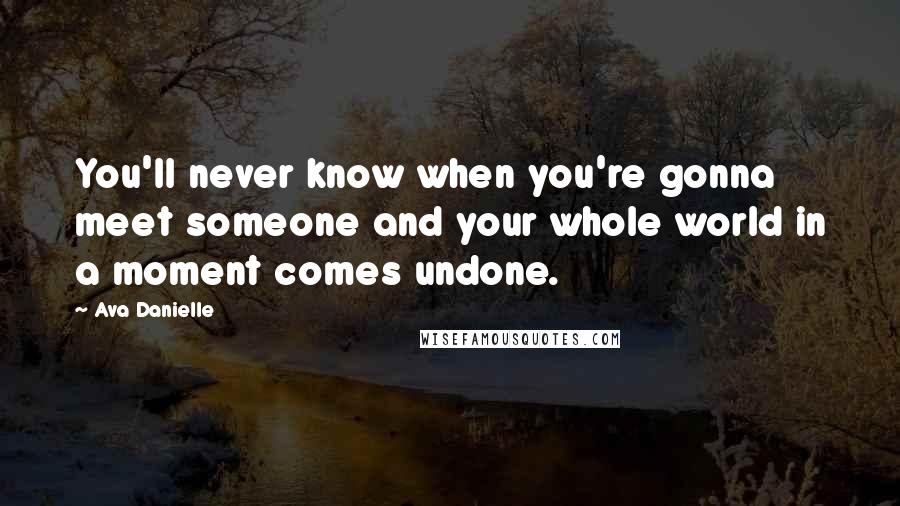 Ava Danielle Quotes: You'll never know when you're gonna meet someone and your whole world in a moment comes undone.
