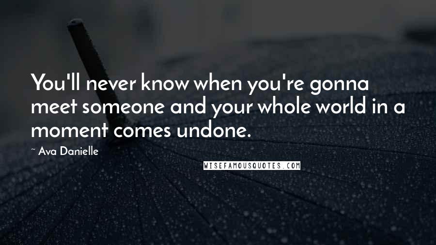Ava Danielle Quotes: You'll never know when you're gonna meet someone and your whole world in a moment comes undone.