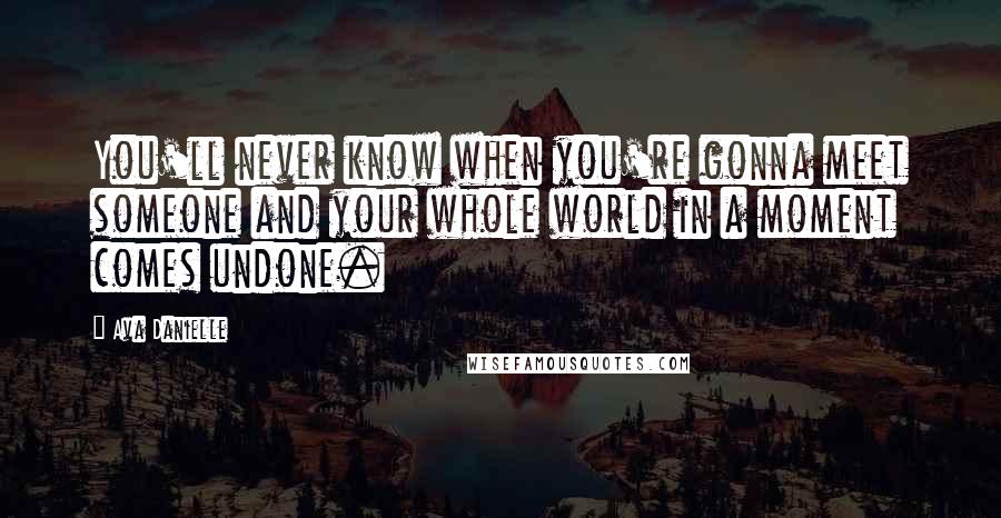 Ava Danielle Quotes: You'll never know when you're gonna meet someone and your whole world in a moment comes undone.