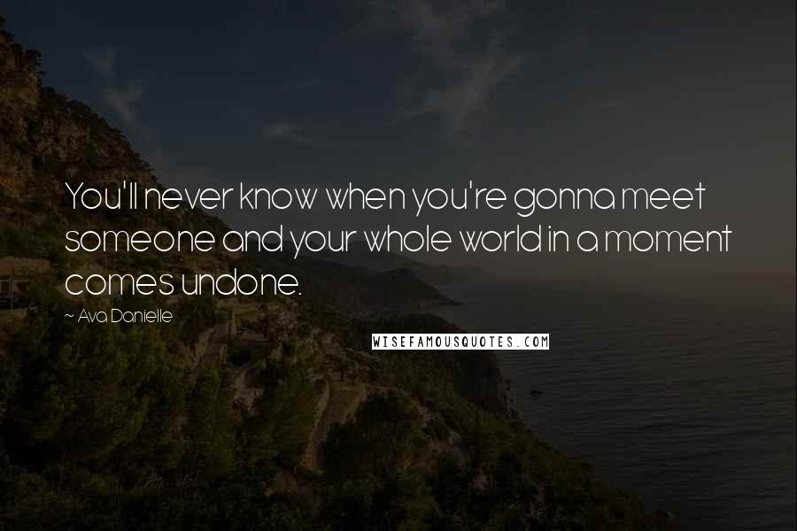 Ava Danielle Quotes: You'll never know when you're gonna meet someone and your whole world in a moment comes undone.