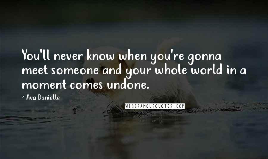 Ava Danielle Quotes: You'll never know when you're gonna meet someone and your whole world in a moment comes undone.