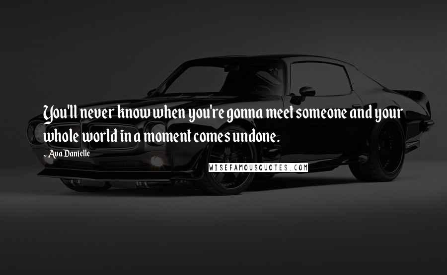Ava Danielle Quotes: You'll never know when you're gonna meet someone and your whole world in a moment comes undone.
