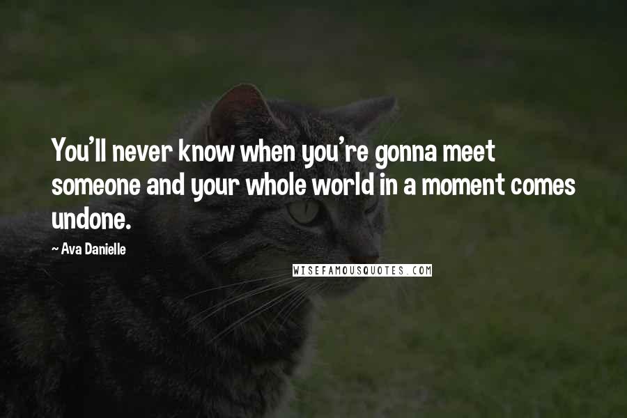 Ava Danielle Quotes: You'll never know when you're gonna meet someone and your whole world in a moment comes undone.