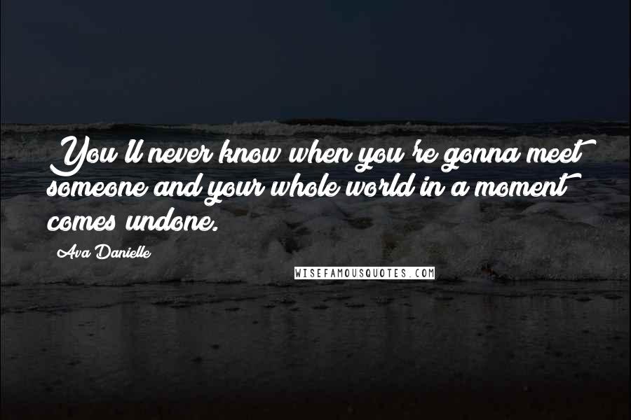 Ava Danielle Quotes: You'll never know when you're gonna meet someone and your whole world in a moment comes undone.