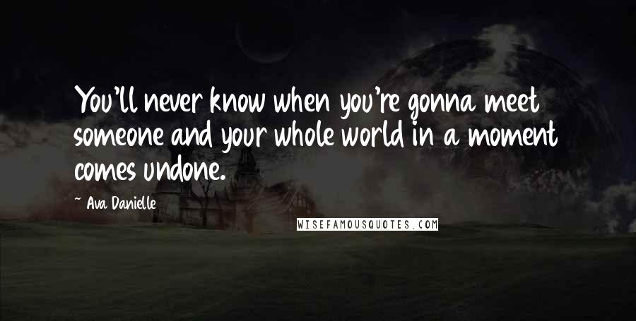 Ava Danielle Quotes: You'll never know when you're gonna meet someone and your whole world in a moment comes undone.