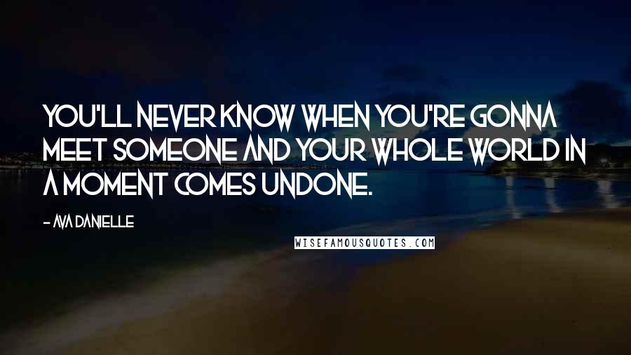 Ava Danielle Quotes: You'll never know when you're gonna meet someone and your whole world in a moment comes undone.