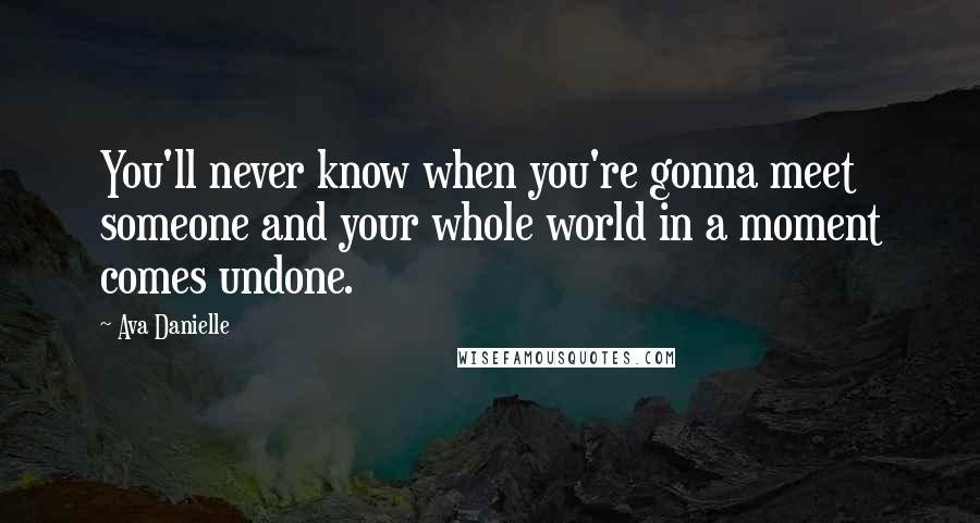 Ava Danielle Quotes: You'll never know when you're gonna meet someone and your whole world in a moment comes undone.