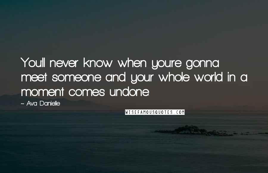 Ava Danielle Quotes: You'll never know when you're gonna meet someone and your whole world in a moment comes undone.