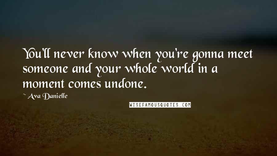 Ava Danielle Quotes: You'll never know when you're gonna meet someone and your whole world in a moment comes undone.