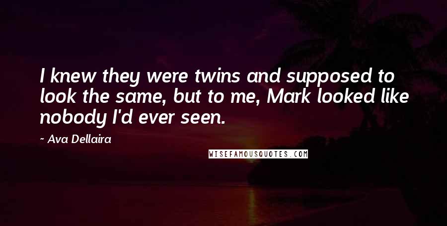 Ava Dellaira Quotes: I knew they were twins and supposed to look the same, but to me, Mark looked like nobody I'd ever seen.