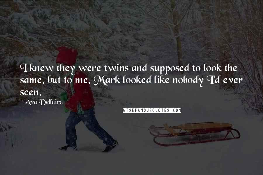 Ava Dellaira Quotes: I knew they were twins and supposed to look the same, but to me, Mark looked like nobody I'd ever seen.