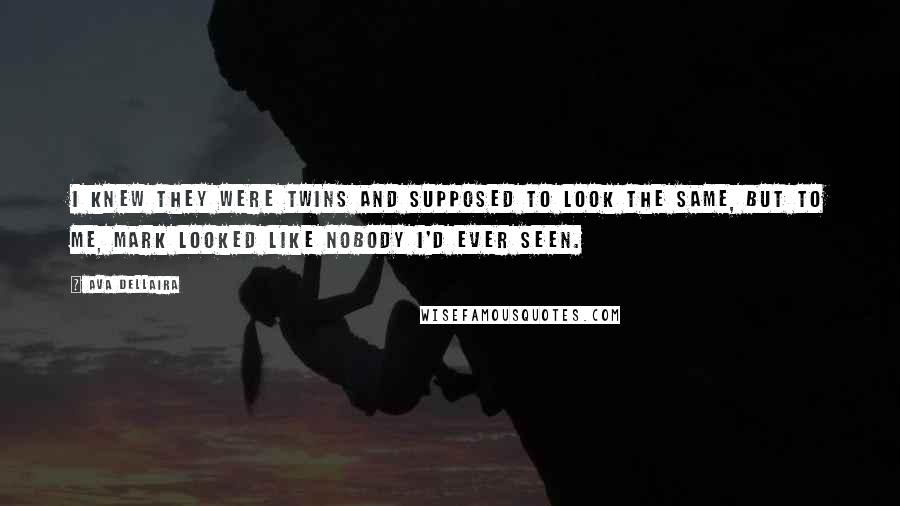 Ava Dellaira Quotes: I knew they were twins and supposed to look the same, but to me, Mark looked like nobody I'd ever seen.