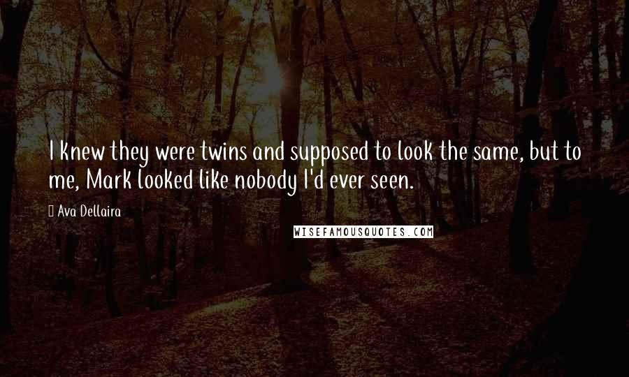 Ava Dellaira Quotes: I knew they were twins and supposed to look the same, but to me, Mark looked like nobody I'd ever seen.